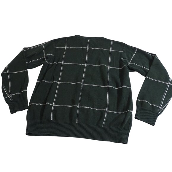 Tommy Hilfiger Mens Green Plaid Crewneck Sweater Size M Green Cotton Long Sleeve - Picture 5 of 9